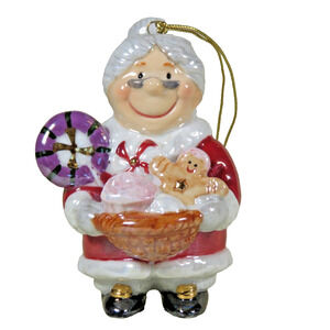 Grandma Christmas Ornament Gift Topper Mrs Claus Candy Basket Baking 3.5"